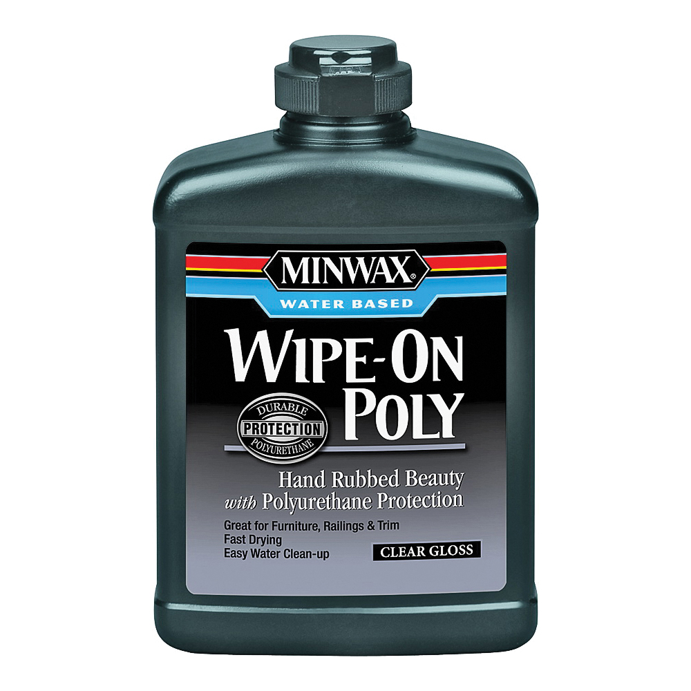 Minwax 409160000 Wipe-On Polyurethane, Water Base, Clear, Gloss, Liquid, 1 pt Can