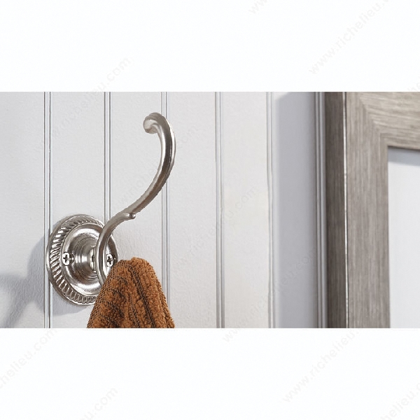 Classic Coat Hook, Onward, 2-Hook, Metal, Brushed Nickel - 5