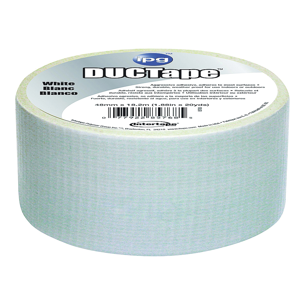 6720WHT Duct Tape, 20 yd L, 1.88 in W, Polyethylene-Coated Cloth Backing, White