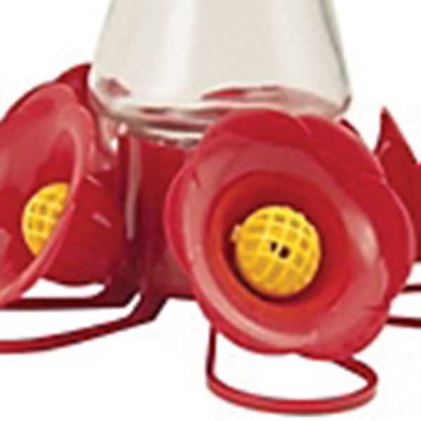 Perky-Pet 204CP-4 Hummingbird Feeder, 5-Port/Perch, Glass, Red, 10-1/2 in H - 3