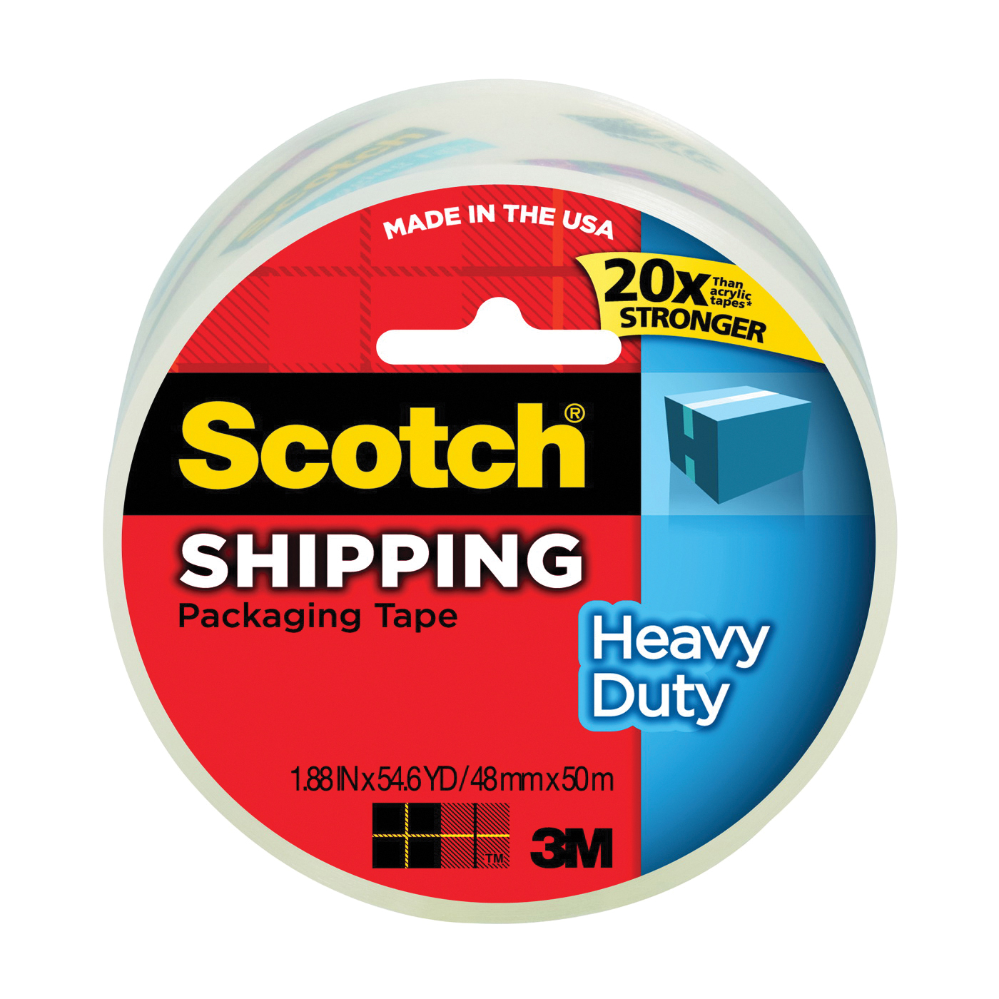 Scotch 3850 Packaging Tape, 54.6 yd L, 1.88 in W, Polypropylene Backing, Clear - 1