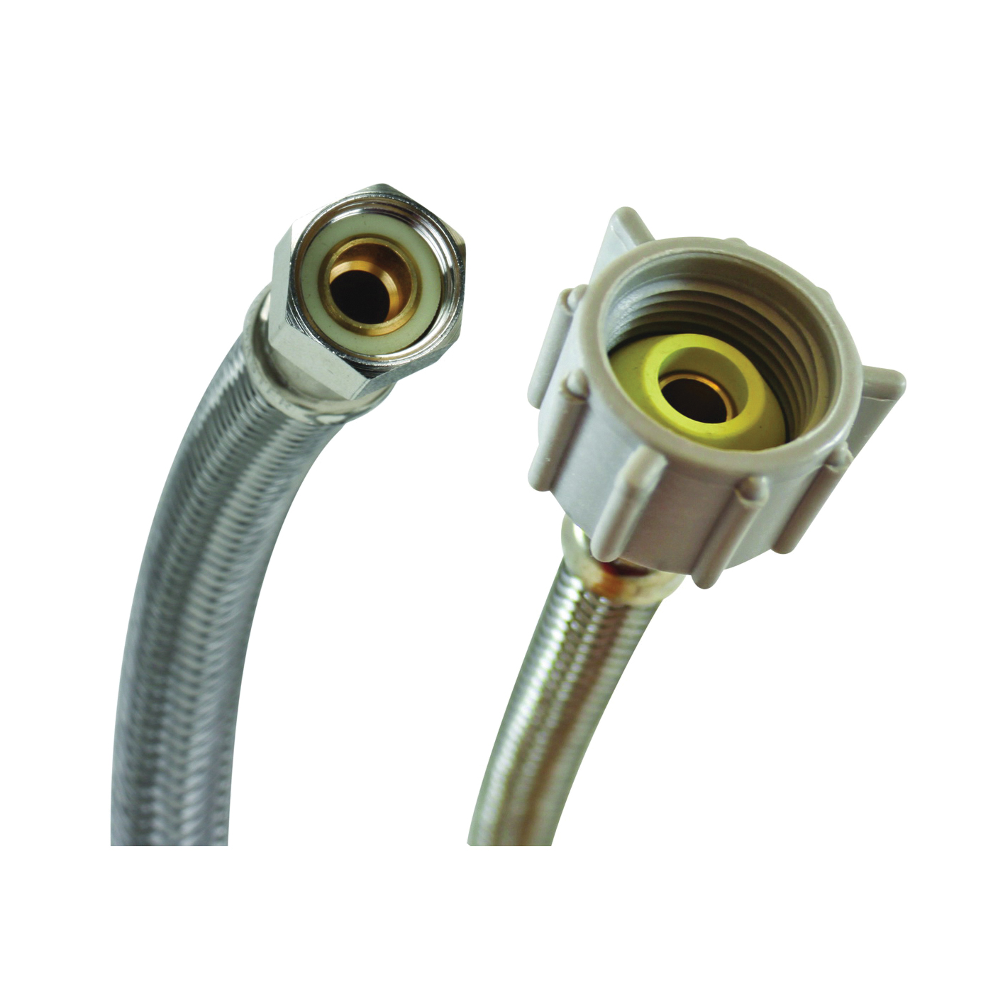 B1T20 Toilet Connector, 3/8 in Inlet, Compression Inlet, 7/8 in Outlet, Ballcock Outlet, Stainless Steel,&nbsp; 20 in L