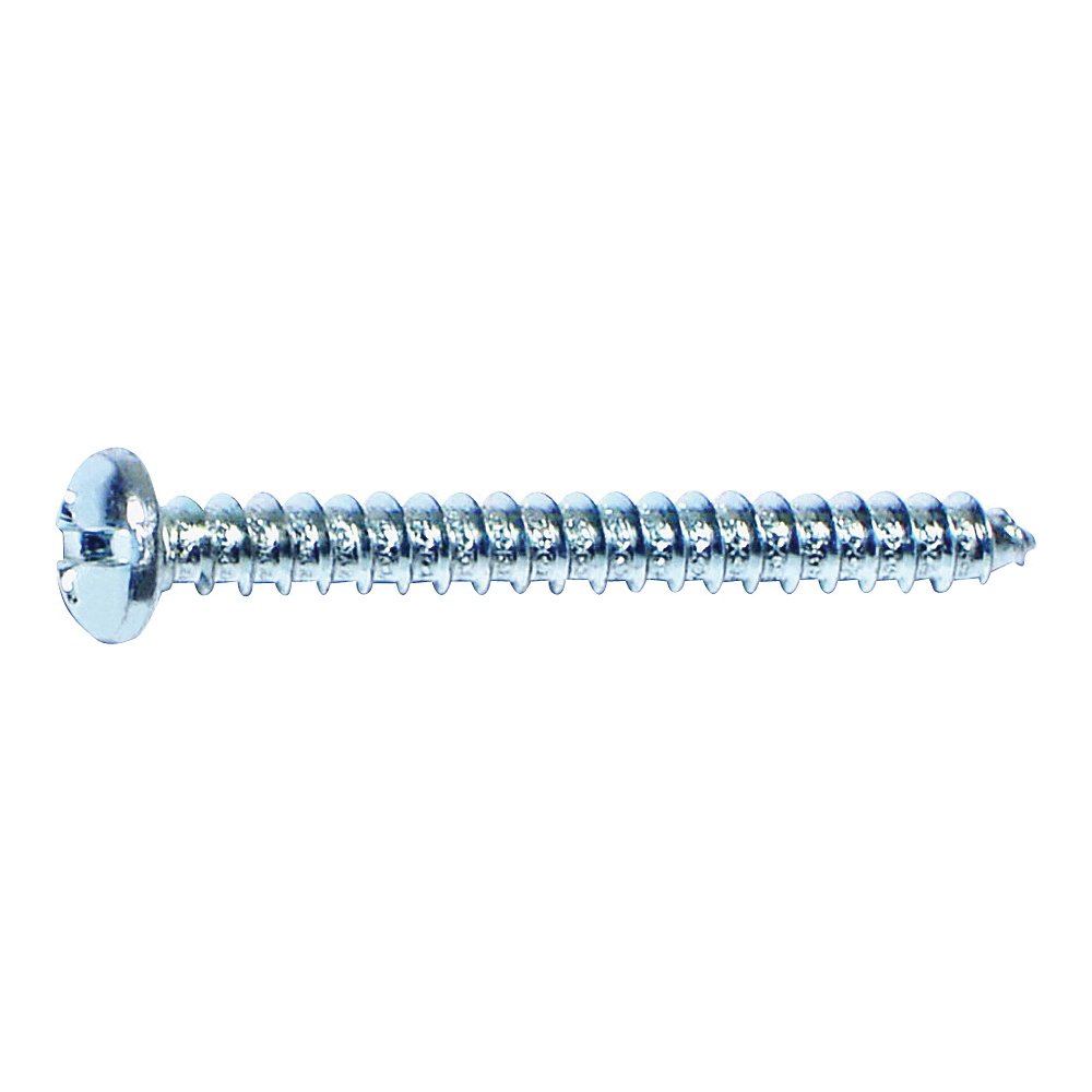 03210 Screw, #14 Thread, Pan Head, Phillips, Slotted Drive, Diamond Point, Steel, Zinc