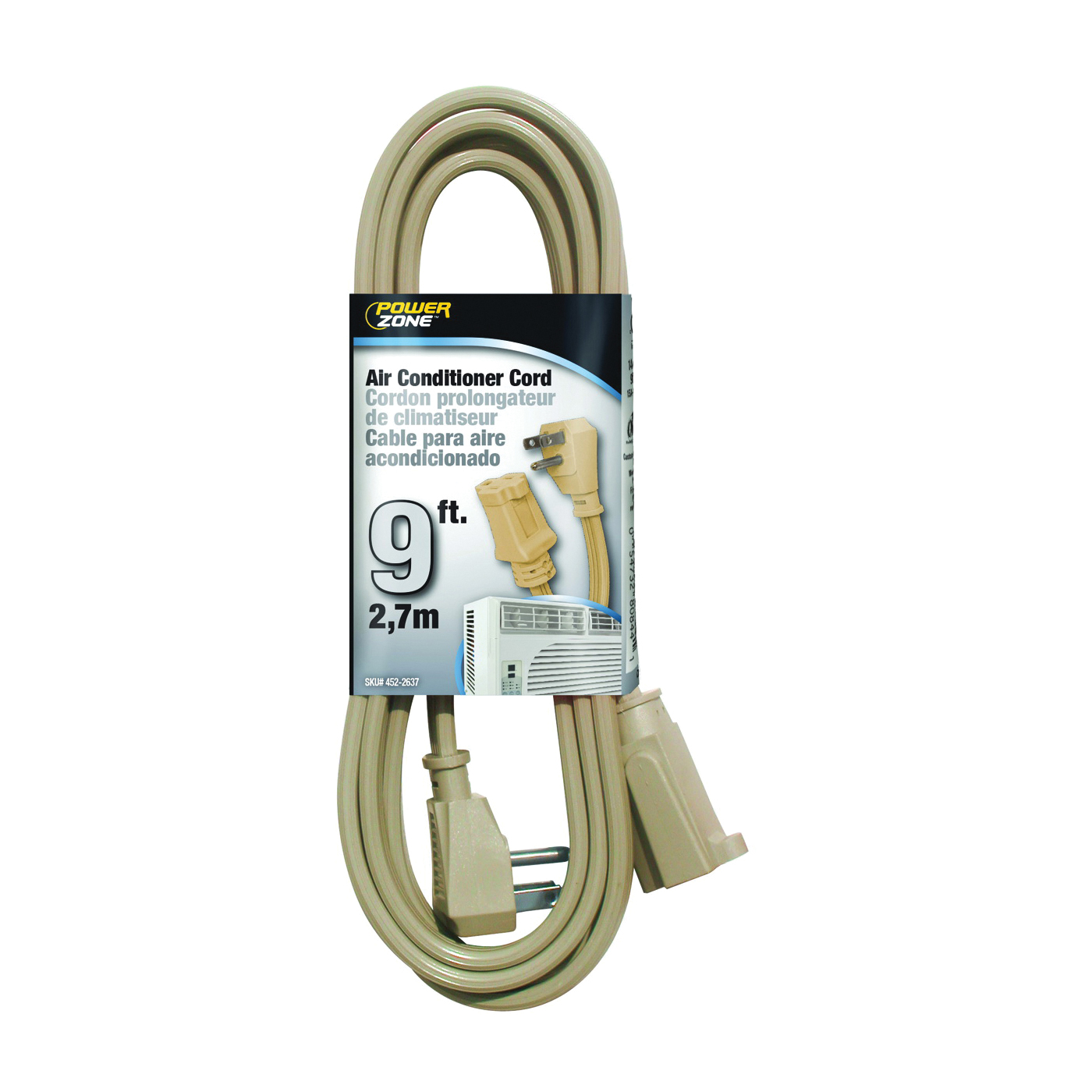 OR681509 Single-Ended Extension Cord, SPT-3, Vinyl, Beige, For: Air conditioner and Appliances