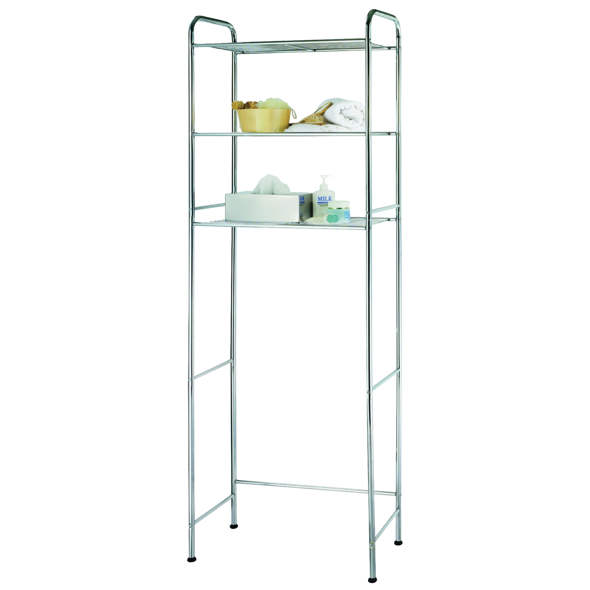 Simple Spaces TS16C0-CH Bathroom Shelf, 15 lb Each Shelf Max Weight Capacity, 3-Shelf, Steel, Polished Chrome - 1