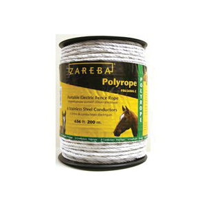 Zareba PR656W6-Z Polyrope, 6-Conductor, Stainless Steel Conductor, White, 656 ft L - 1