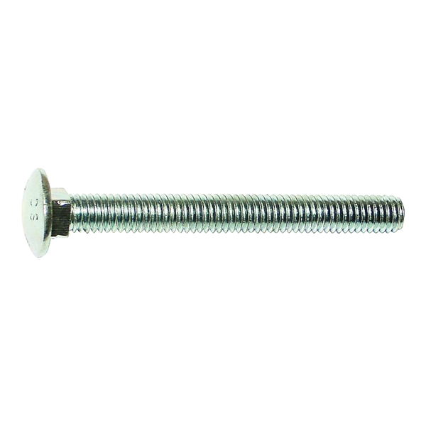 01057 Carriage Bolt, 1/4-20 in Thread, NC Thread, 2-1/2 in OAL, Zinc, 2 Grade