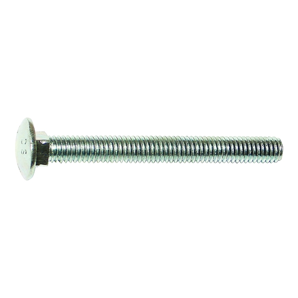 01059 Carriage Bolt, 1/4-20 in Thread, NC Thread, 3 in OAL, Zinc, 2 Grade