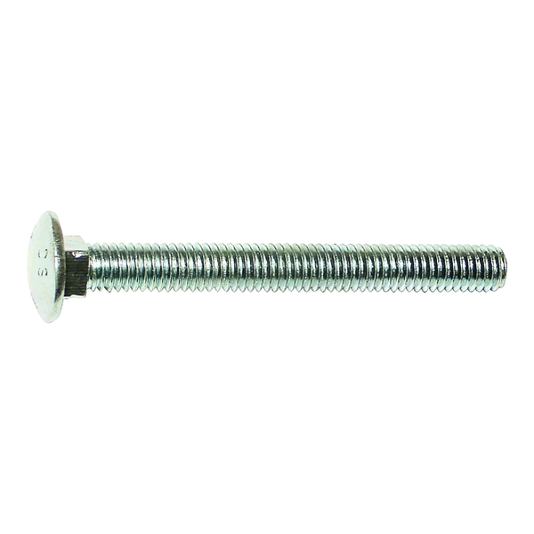 01099 Carriage Bolt, 3/8-16 in Thread, NC Thread, 2-1/2 in OAL, Zinc, 2 Grade