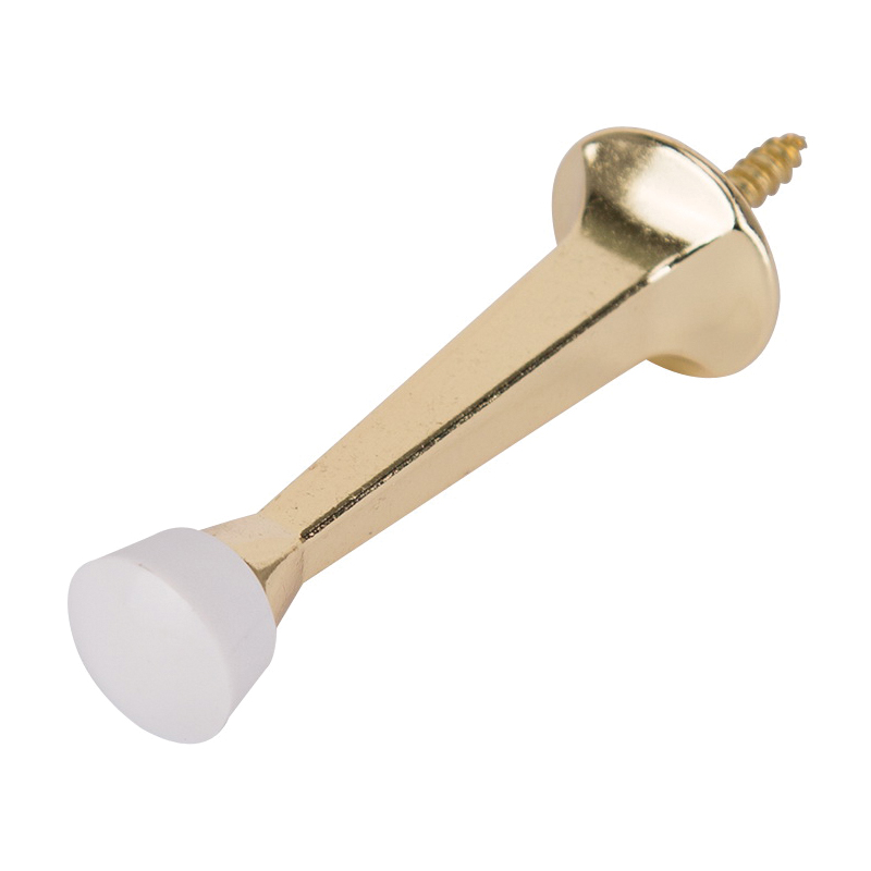 CL-208C-PB-PS Heavy-Duty Rigid Door Stop, 1 in Dia Base, 3 in Projection, Die-Cast Zinc & Plastic
