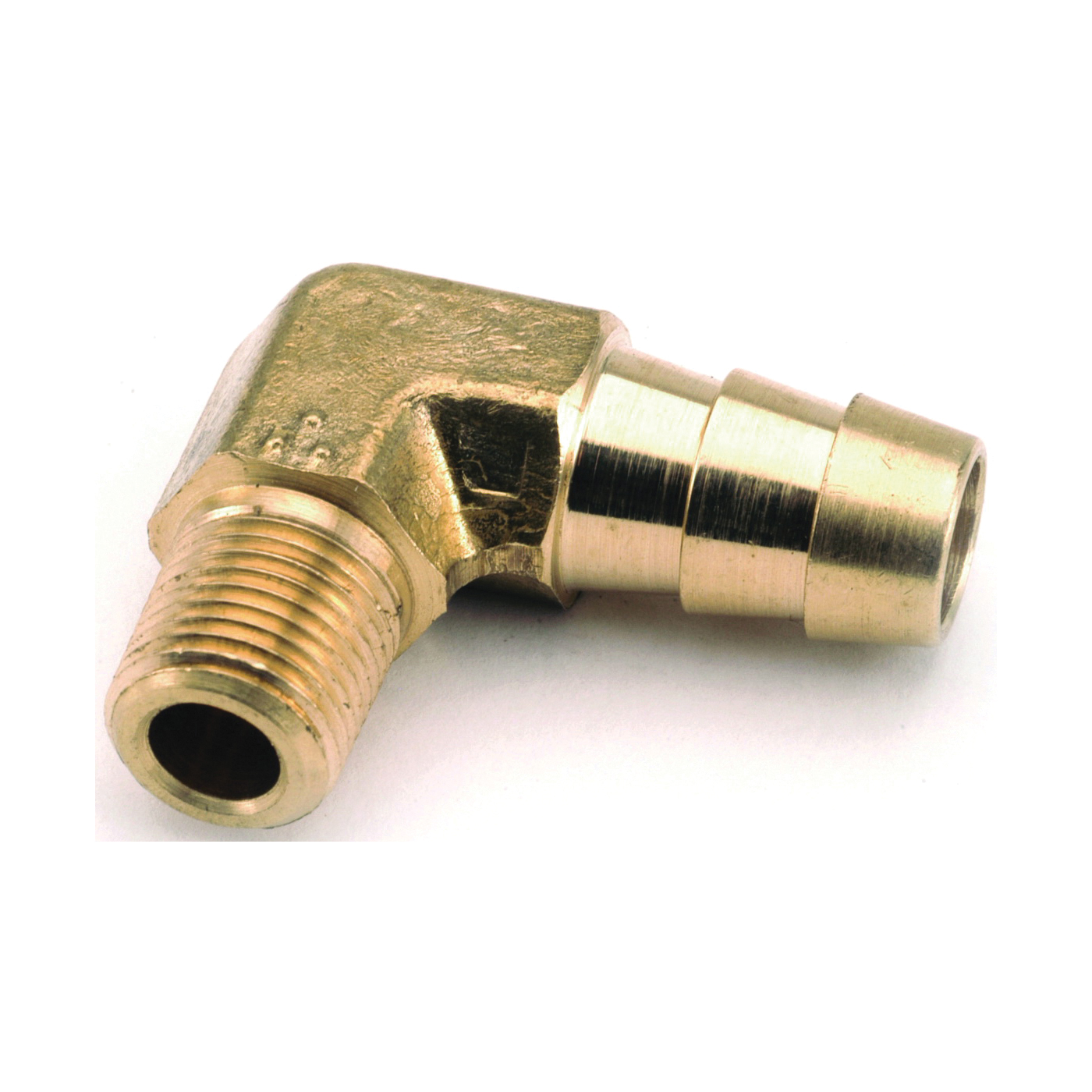 Anderson Metals 129E Series 757020-0604 Hose Elbow, 3/8 in, Barb, 1/4 in, MPT, Brass - 1
