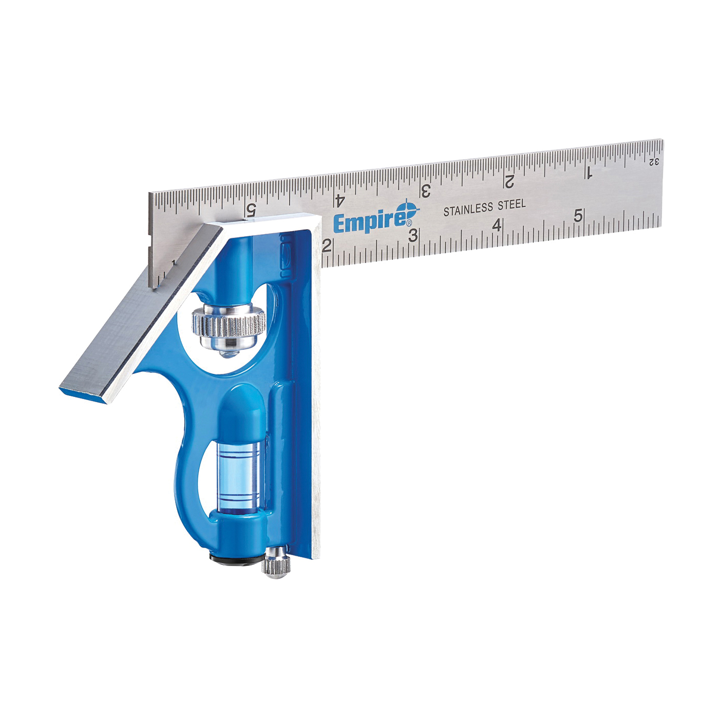 Empire True Blue Series E255 Combination Square, 6 in L Blade, SAE Graduation, Stainless Steel Blade - 1