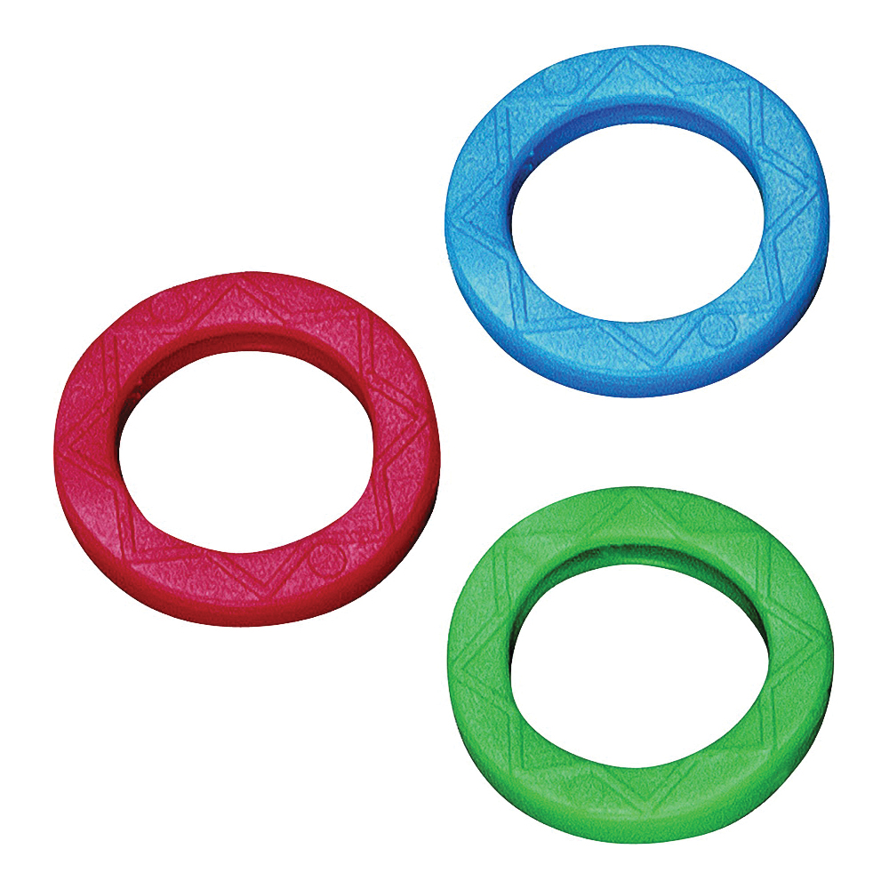 KC132 Key Ring, 3 Pack, Rubber/Vinyl