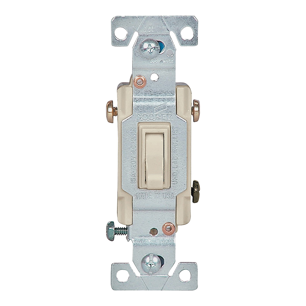 1303-7V-BOX Toggle Switch, Ivory, Flush Mount, 15 A, Polycarbonate Housing Material