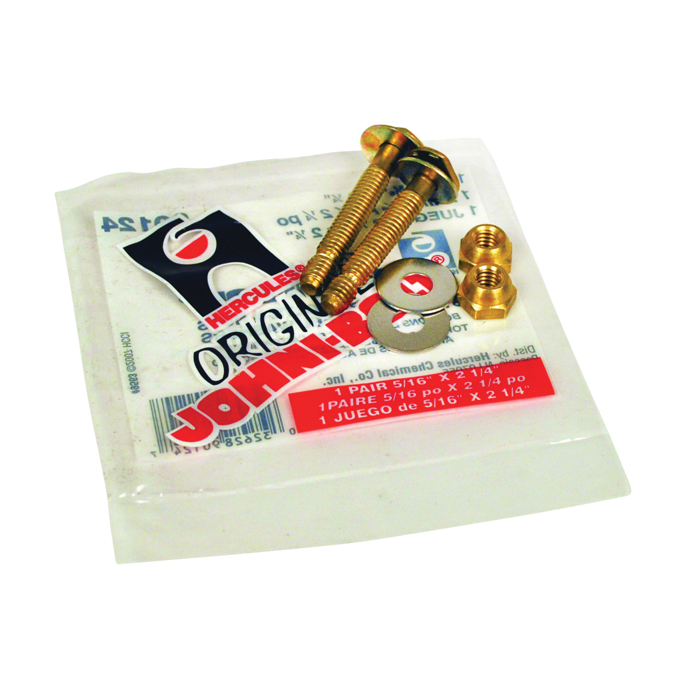 90124 Toilet Closet Bolt, 5/16 in Dia x 2-1/4 in L Dimensions, Brass