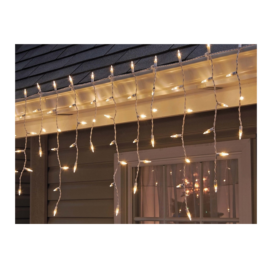 26518 LED Icicle Lights, White Cord, Clear, 150 ct