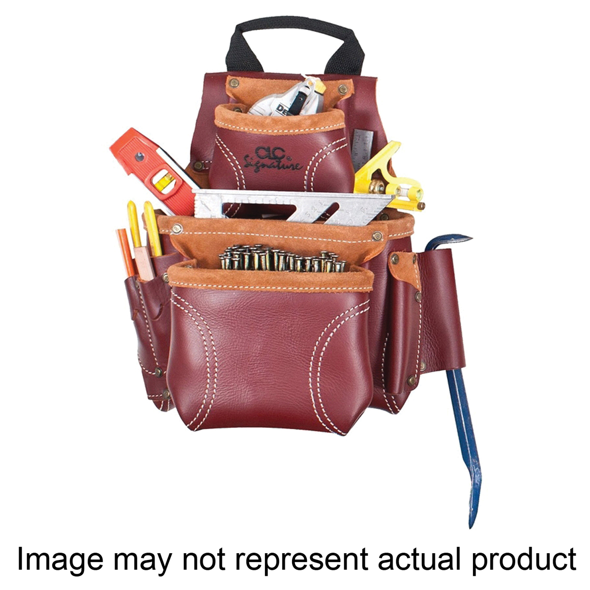 21685 Nail and Tool Bag, 8-Pocket, Leather, Chestnut