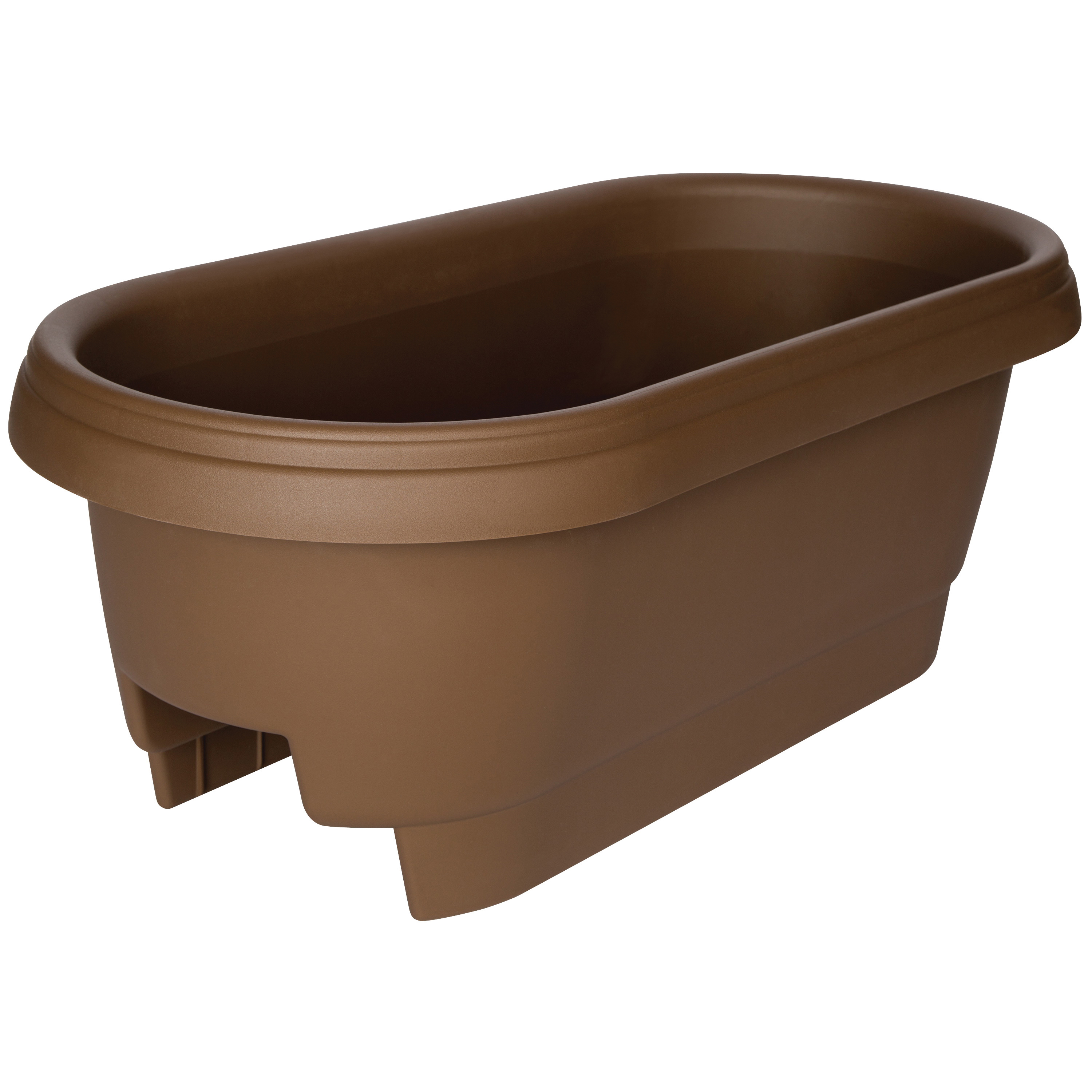 477245-1001 Planter, 9 in H, 11.9 in W, 23.9 in D, Plastic, Chocolate, Matte