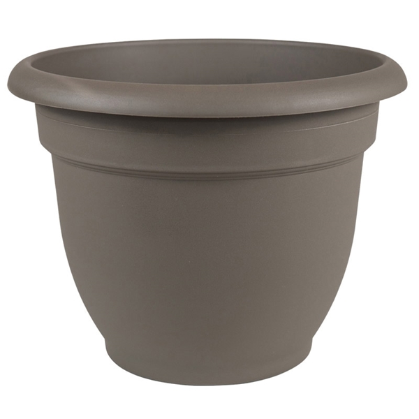 AP0660 Planter, 6 in Dia, 5.1 in H, 6-1/2 in W, Round, Plastic, Peppercorn