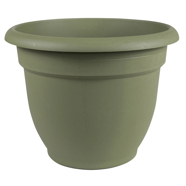 20-56412 Planter, 12 in Dia, 10-1/4 in H, 13 in W, Round, Plastic, Living Green