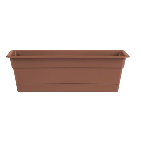 DCBT18-46 Window Box Planter, 5-3/4 in H, 18 in W, Rectangular, Plastic, Terra Cotta