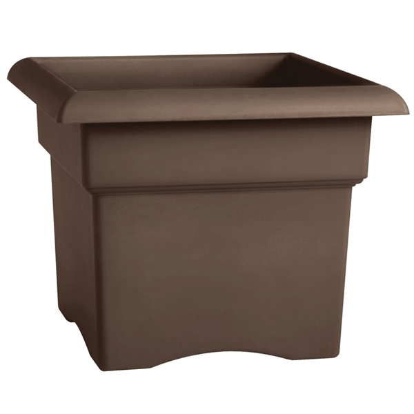 57314CH Deck Box Planter, 11-1/4 in H, 14 in W, Square, Plastic, Chocolate