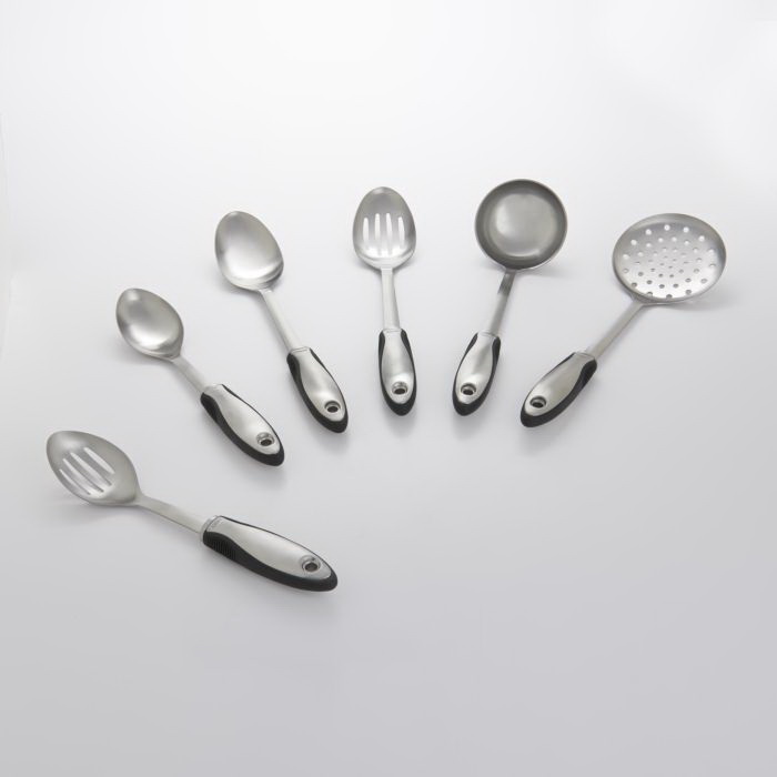 Oxo 59291 Spoon, 14 in OAL, Stainless Steel, Black/Sliver