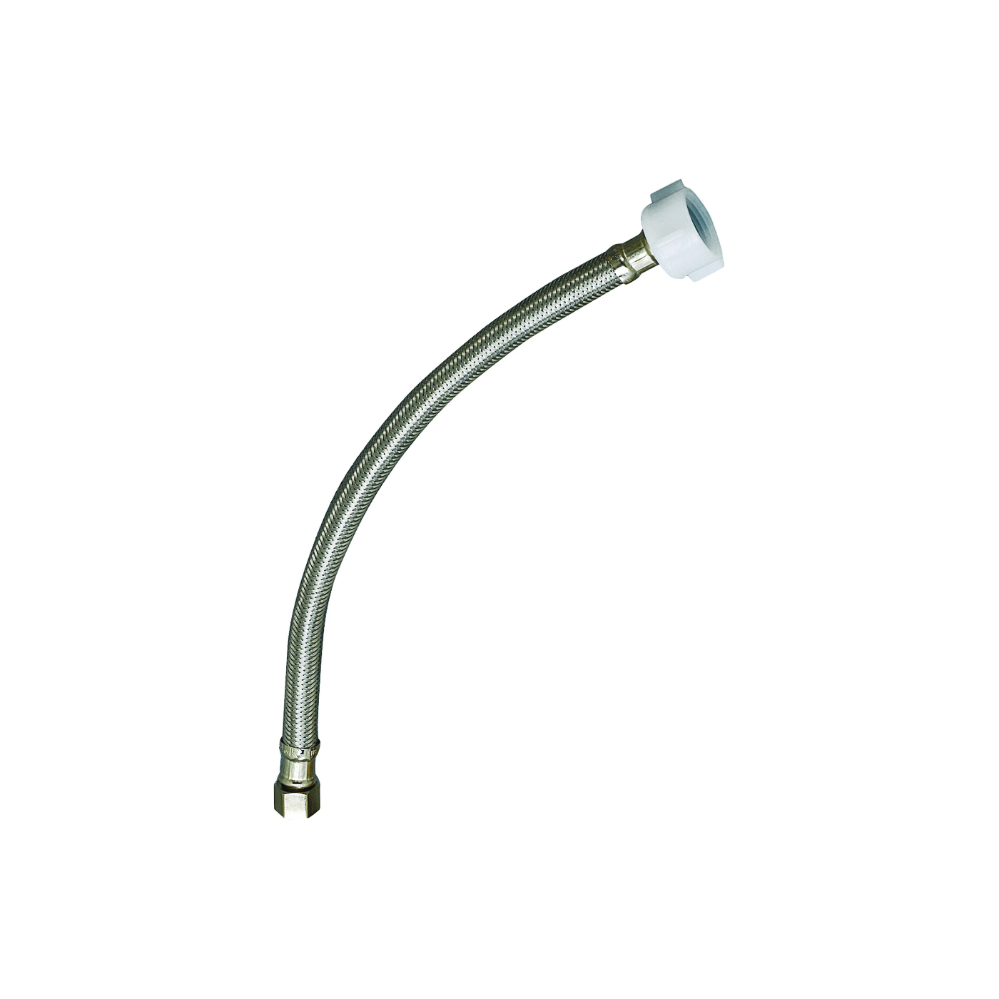 EZ Series PP23854 Toilet Supply Tube, 3/8 in Inlet, Flare Inlet, 7/8 in Outlet, Ballcock Outlet, Stainless Steel, 12 in L