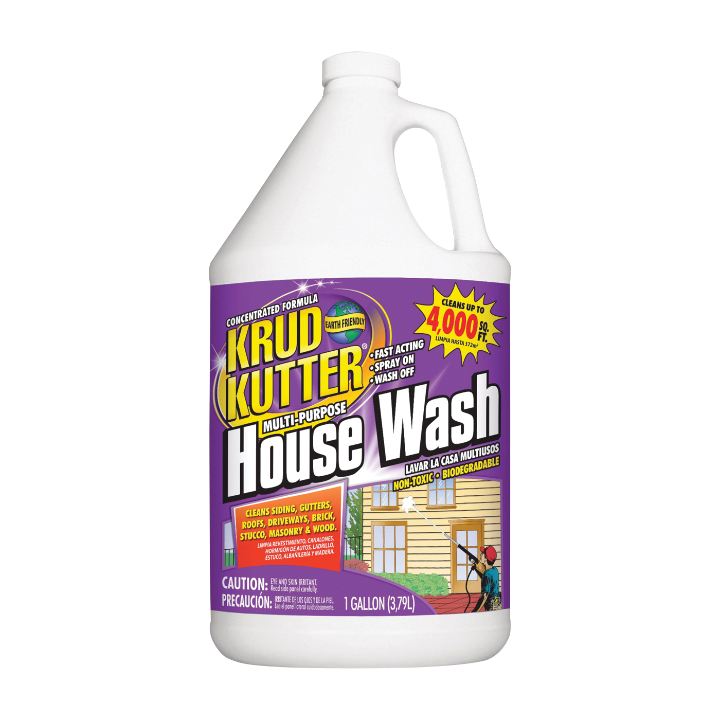 KRUD KUTTER HW012 House Wash Cleaner, 1 gal Bottle, Liquid, Mild - 1