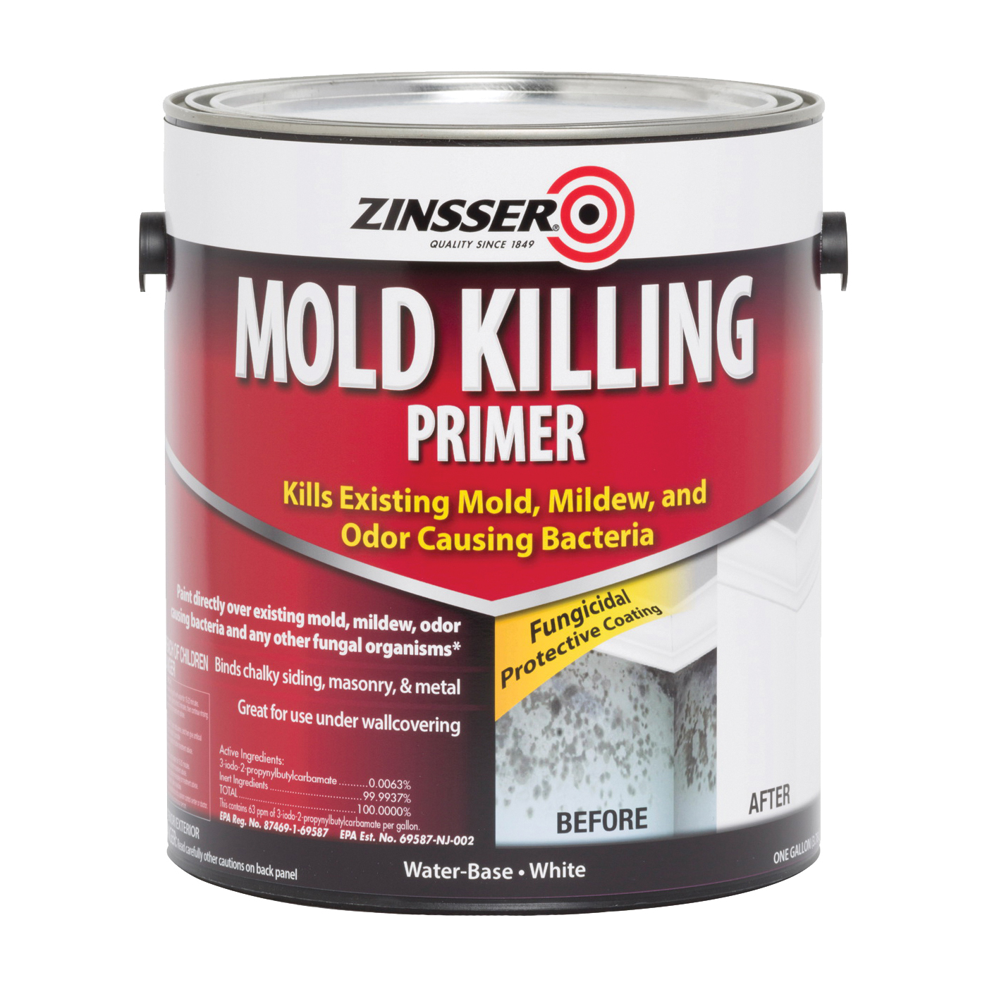 Zinsser 276049 Mold Killing Primer, Flat, White, 1 gal, Can