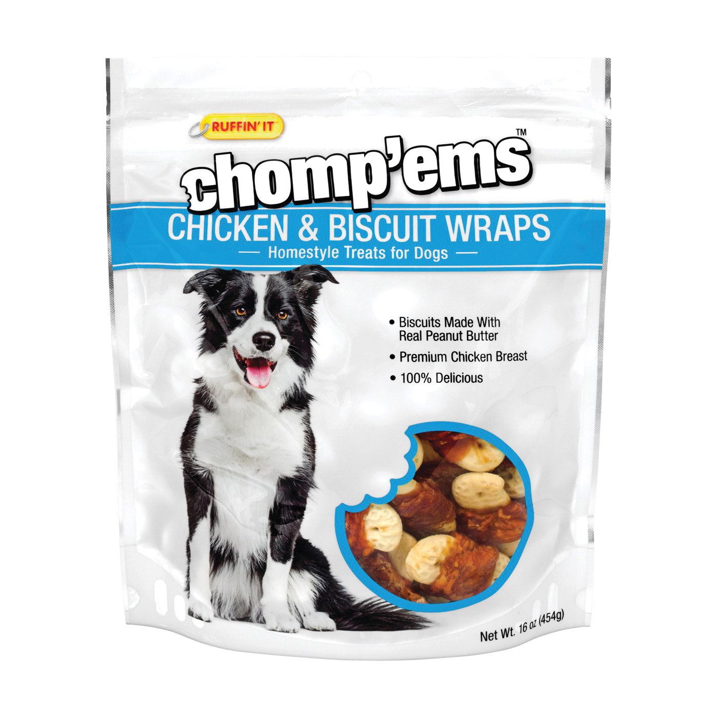 Chomp'ems 8188 Chicken and Biscuit Wrap, Peanut Butter Flavor, 16 oz
