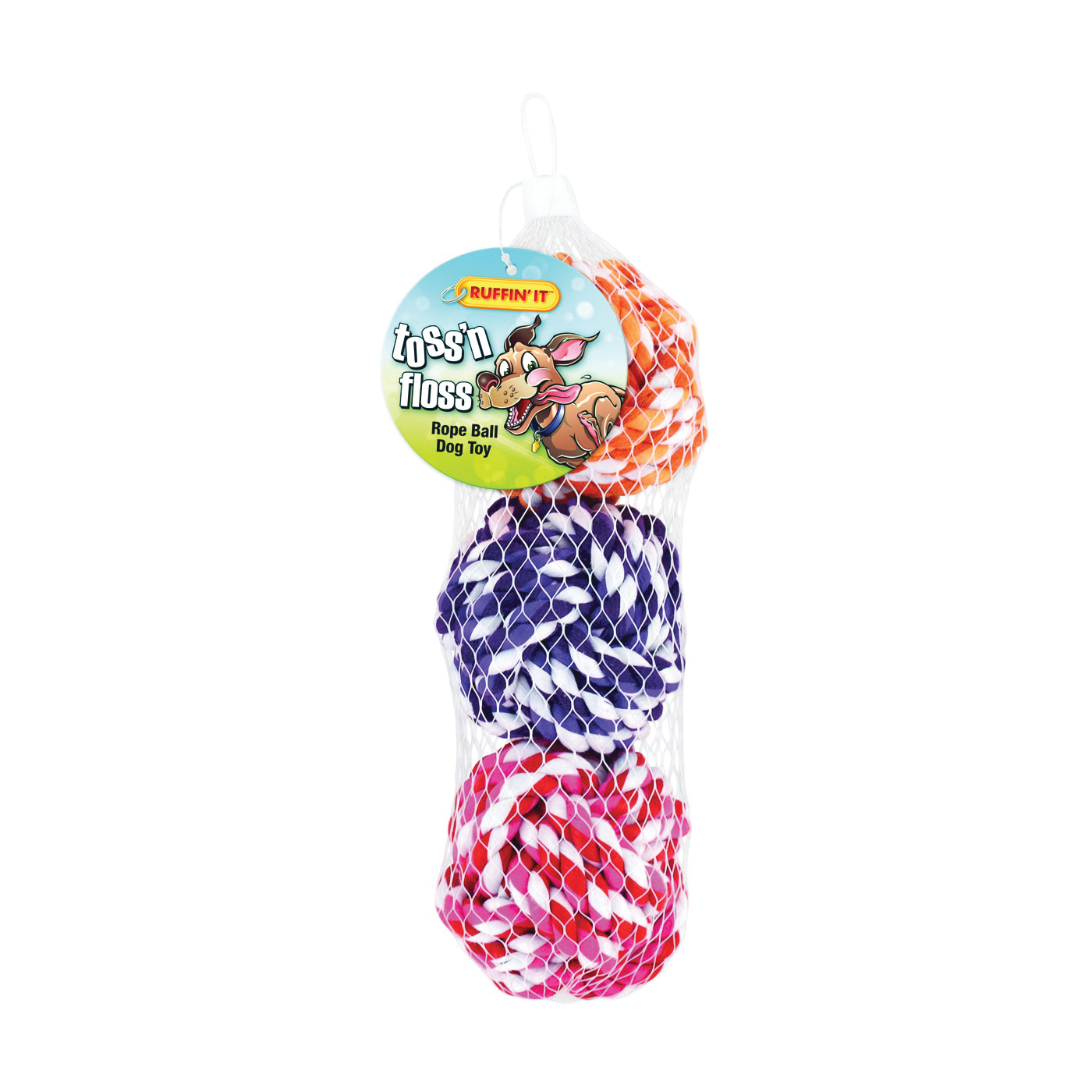 Kit 4768941 Dog Toy, Toss 'N Floss, Orange/Pink/Purple