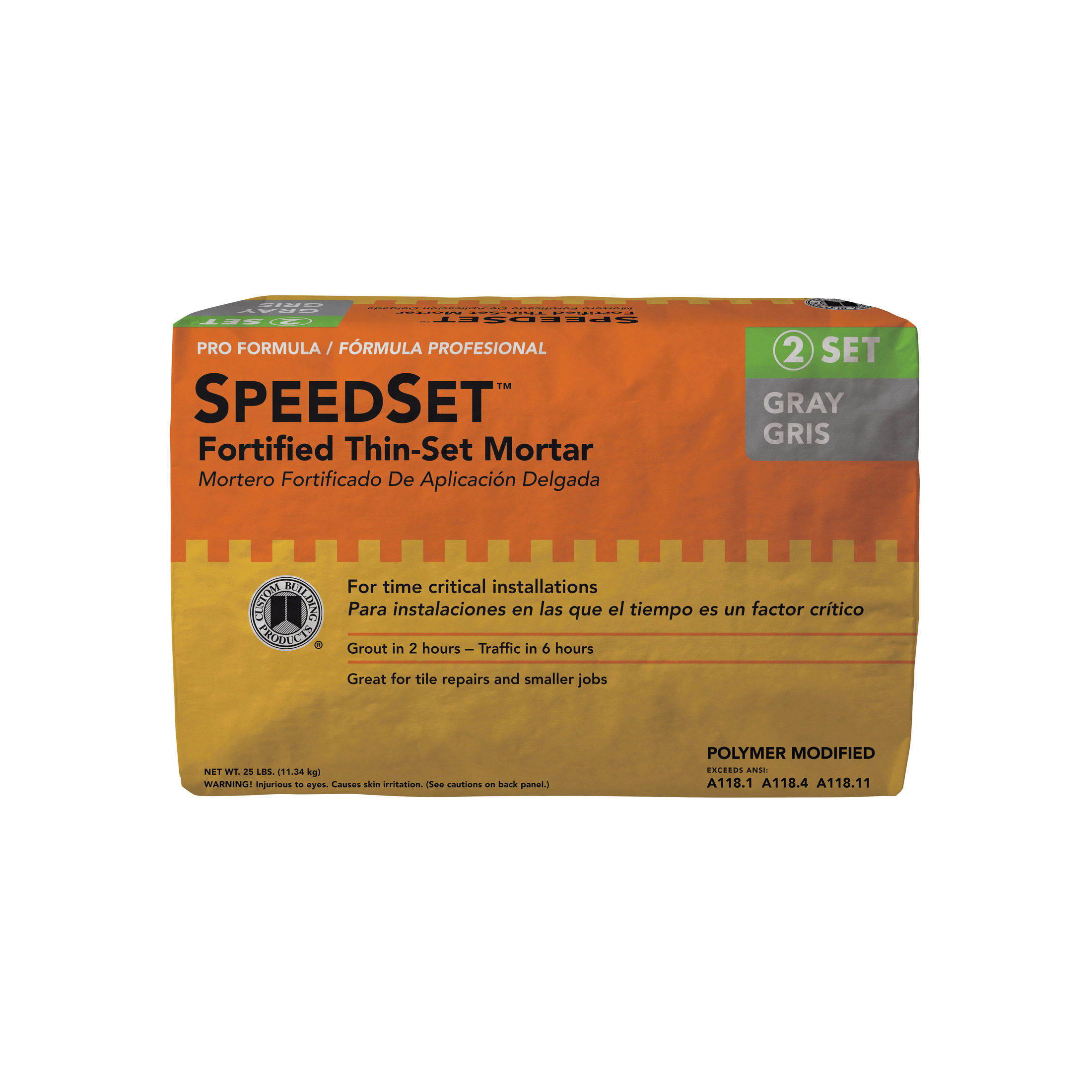 SpeedSet Series SDS25 Thin-Set Mortar, Gray, Powder, 25 lb Bag