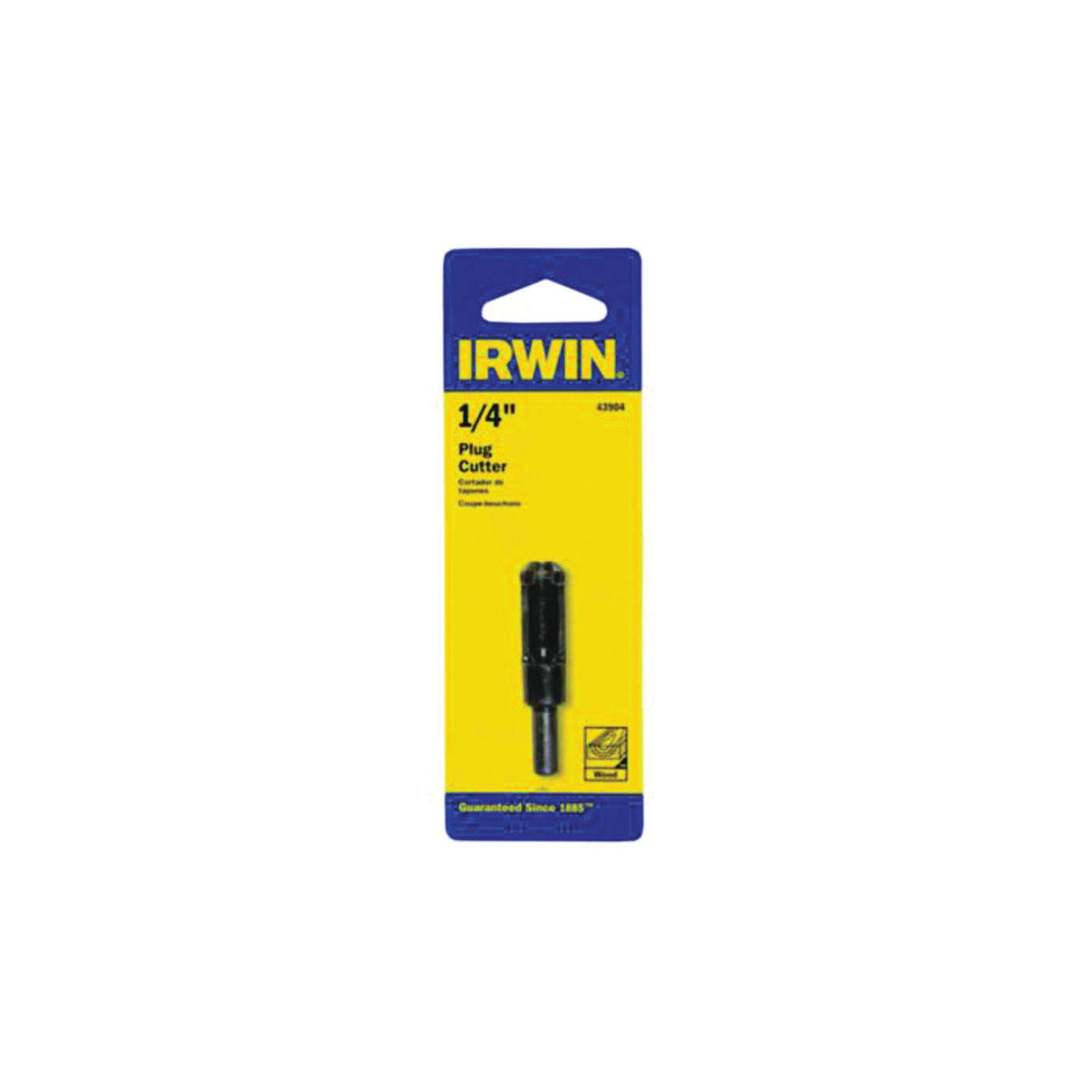 IRWIN 43904 Plug Cutter, 1/4 in Dia Cutter, 1/4 in Dia Shank, Carbon Steel - 1