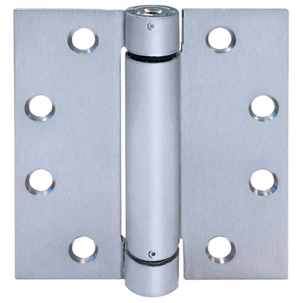 HG100318 Spring Hinge, 4-1/2 in L x 4-1/2 in W Dimensions, Stainless Steel, Satin, Fixed Pin, Wall