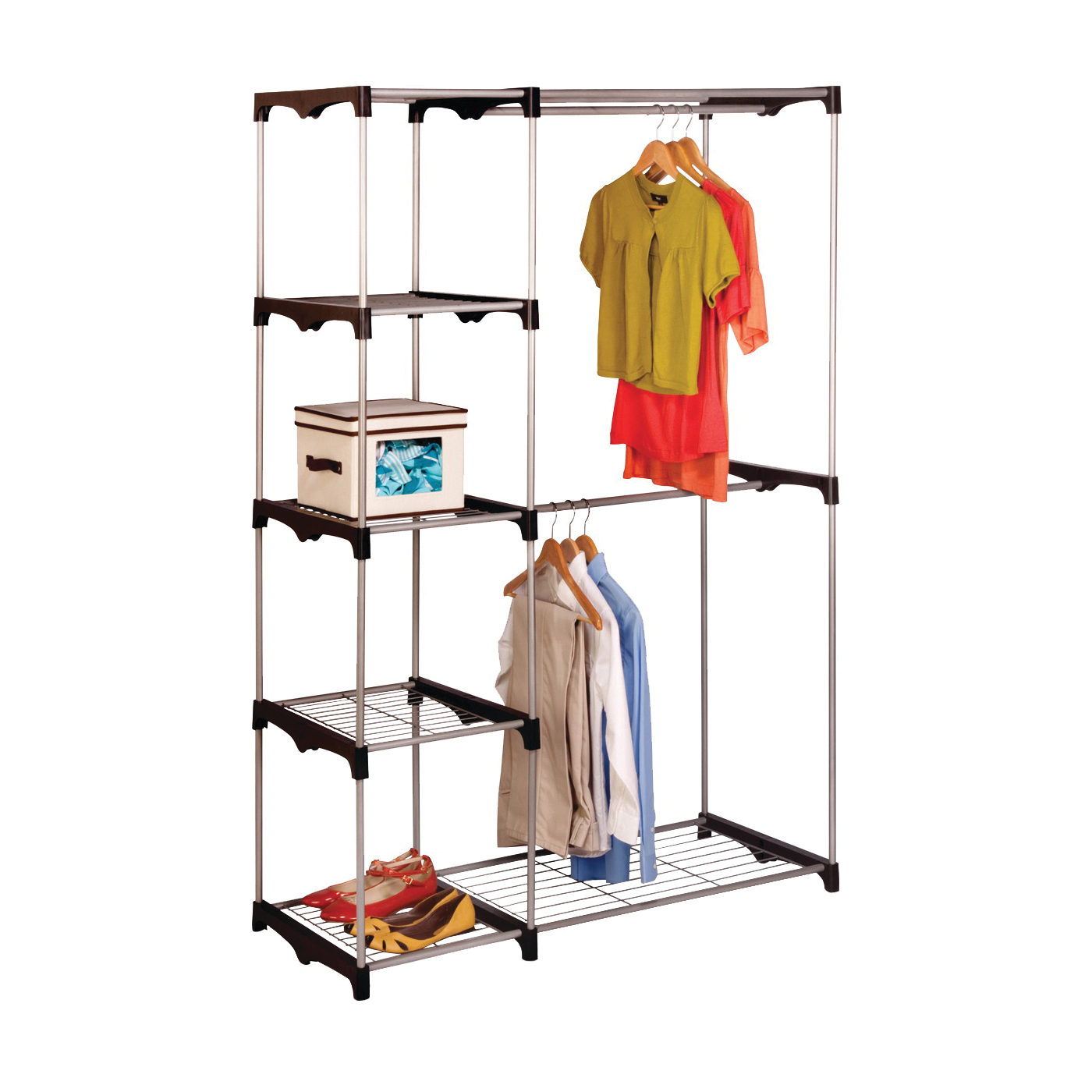 Honey-Can-Do WRD-02124 Free-Standing Closet, 45-1/4 in L, 19.7 in W, Plastic/Steel