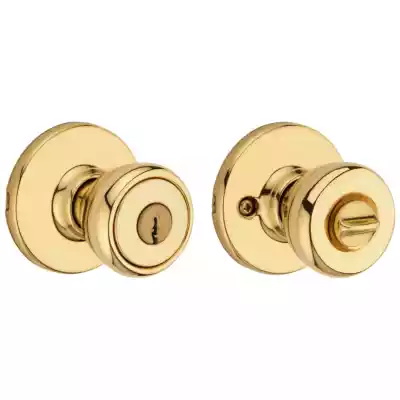 Kwikset 400T 3 RCAL RCSV1 Entry Knob, 3 Grade, Polished Brass, 2-3/8 to 2-3/4 in Backset - 3