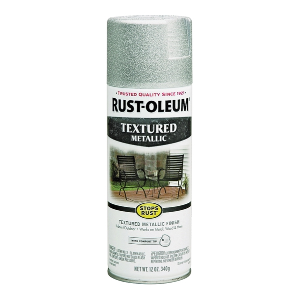 STOPS RUST 251053 Textured Spray Silver, Solvent-Like, Silver, 12 oz, Aerosol Can