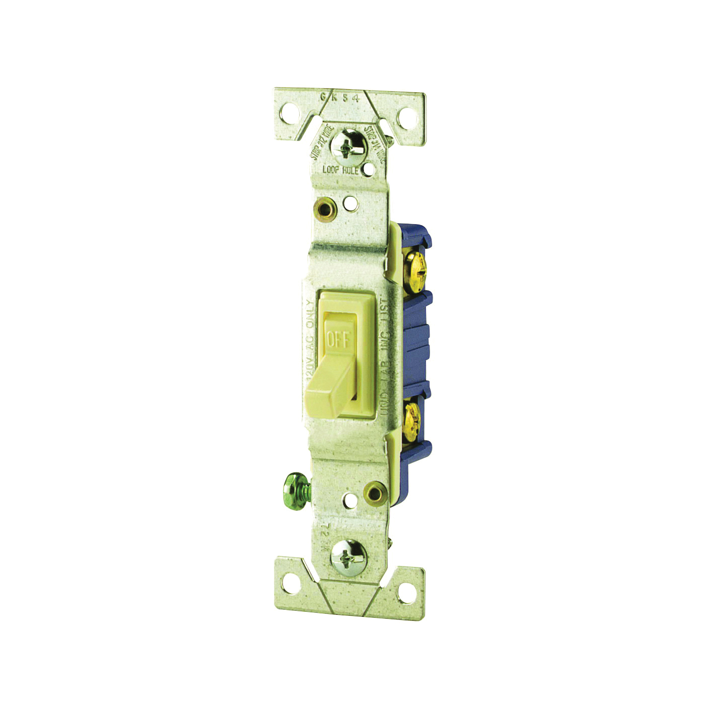 C1301-7V Toggle Switch, 15 A, 120 V, Push-In Terminal, 5-20R, Polycarbonate Housing Material