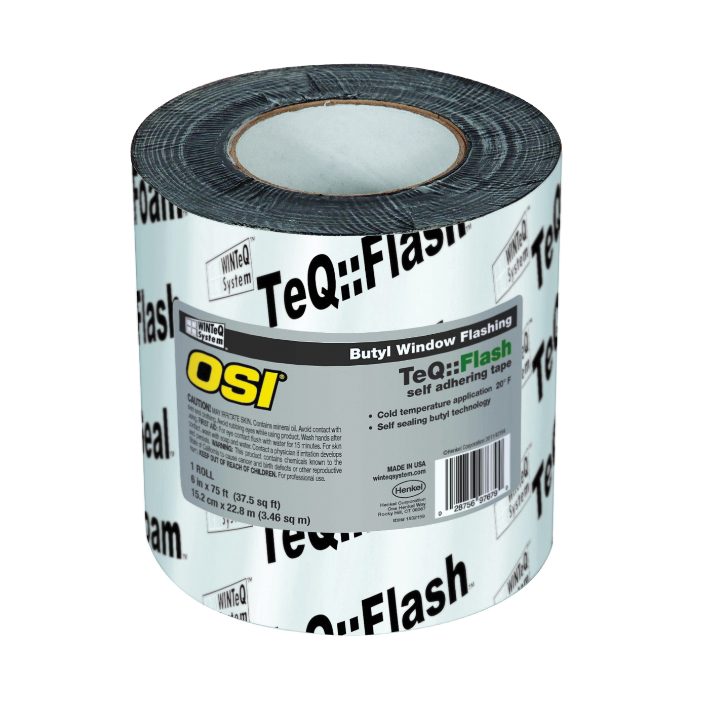 OSI 1532160 Window Flashing Tape, 75 ft L, 9 in W, Black, Self-Adhesive - 1