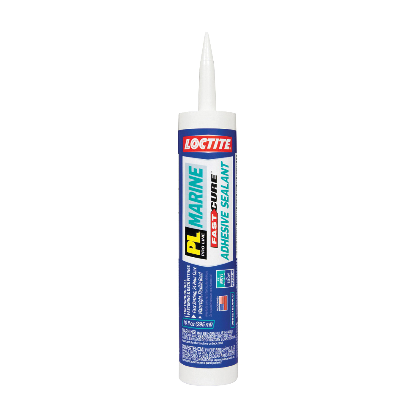 PL Marine 2016891 Adhesive Sealant, White, 24 hr Curing, 32 to 100 deg F, 10.1 fl-oz Cartridge