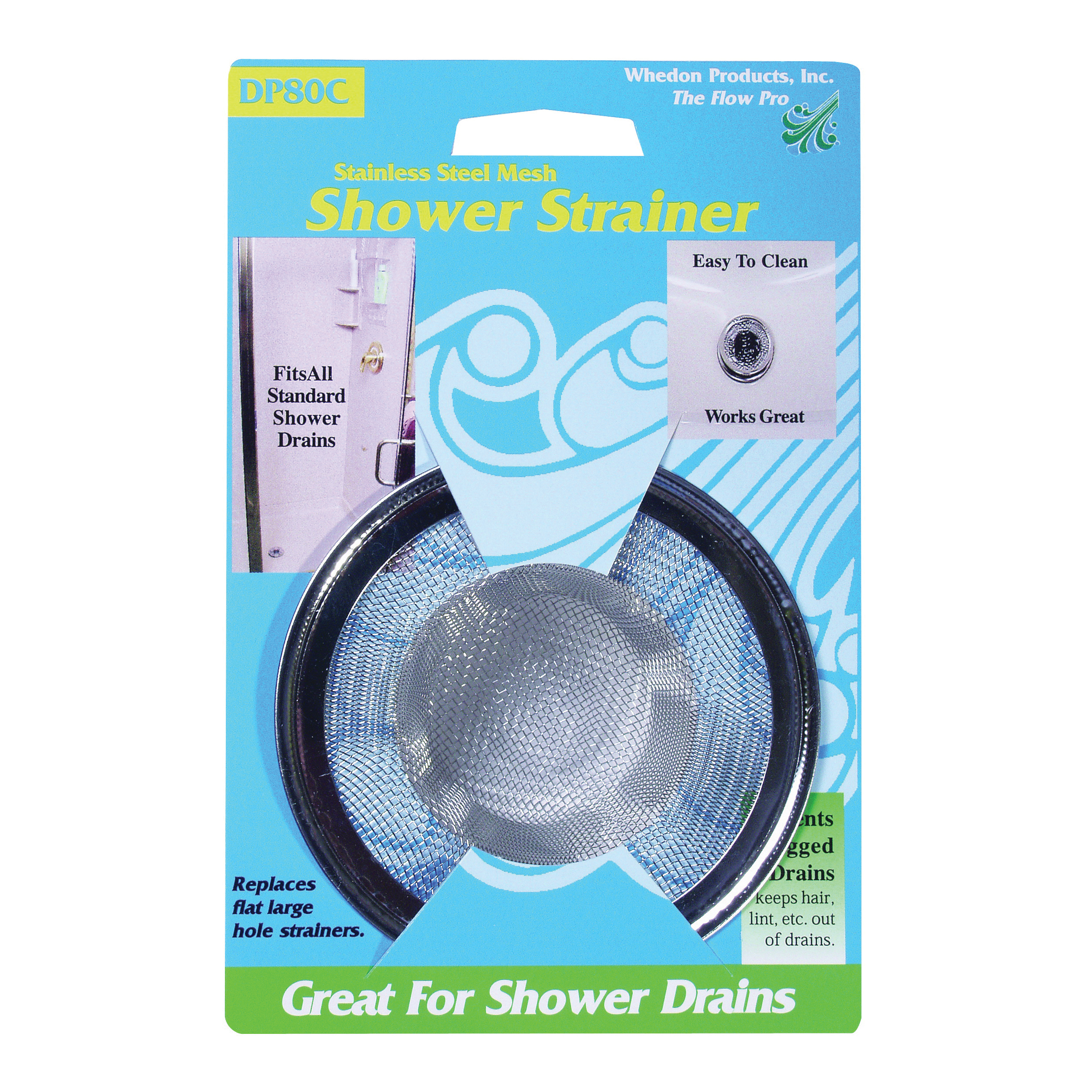 DP80C Shower Strainer with Ring, Stainless Steel, For: Bathtub Drains