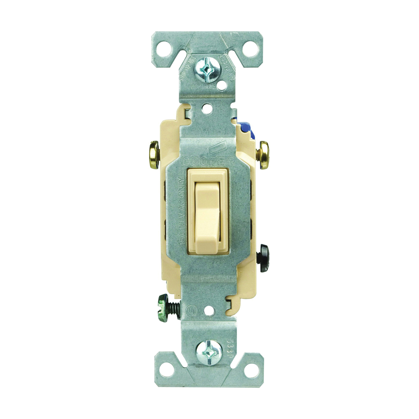 C1303-7V Toggle Switch, 15 A, 120 V, Push-In Terminal, Polycarbonate Housing Material, Ivory