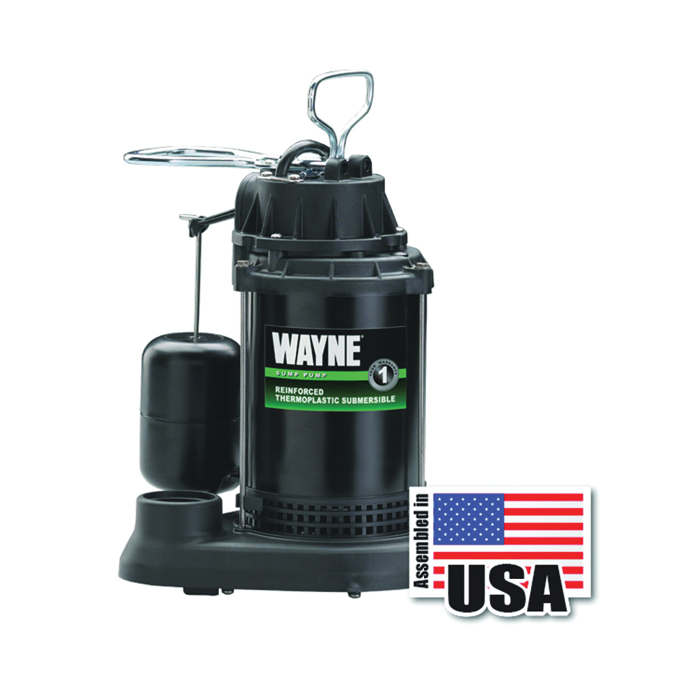 SPF50 Sump Pump, 1-Phase, 10 A, 120 V, 0.5 hp, 1-1/2 in Outlet, 20 ft Max Head, 4300 gph, Thermoplastic