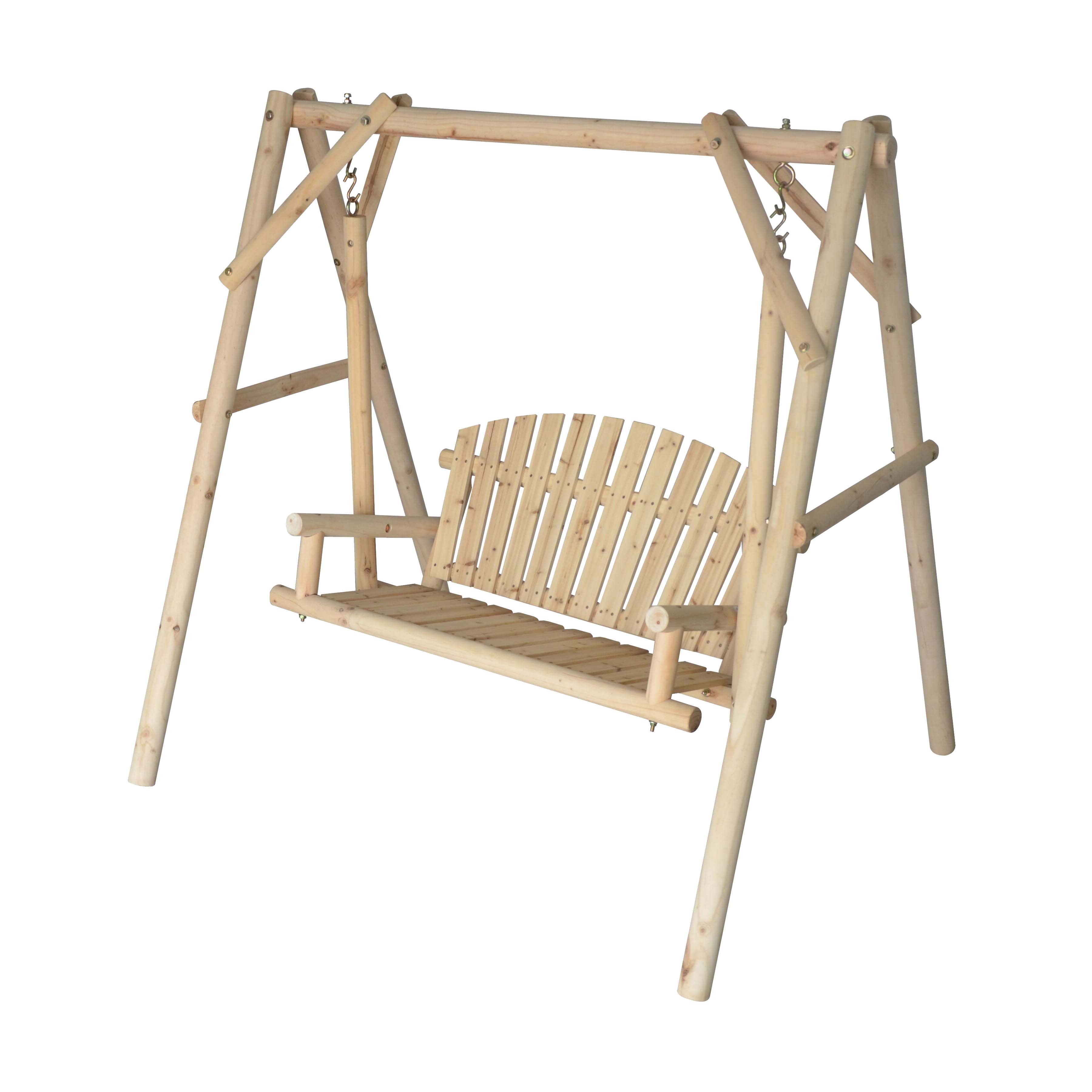 F12022 Log Swing and Frame Kit, 450 lbs Seating, Cedar Wood Frame, Nature Frame