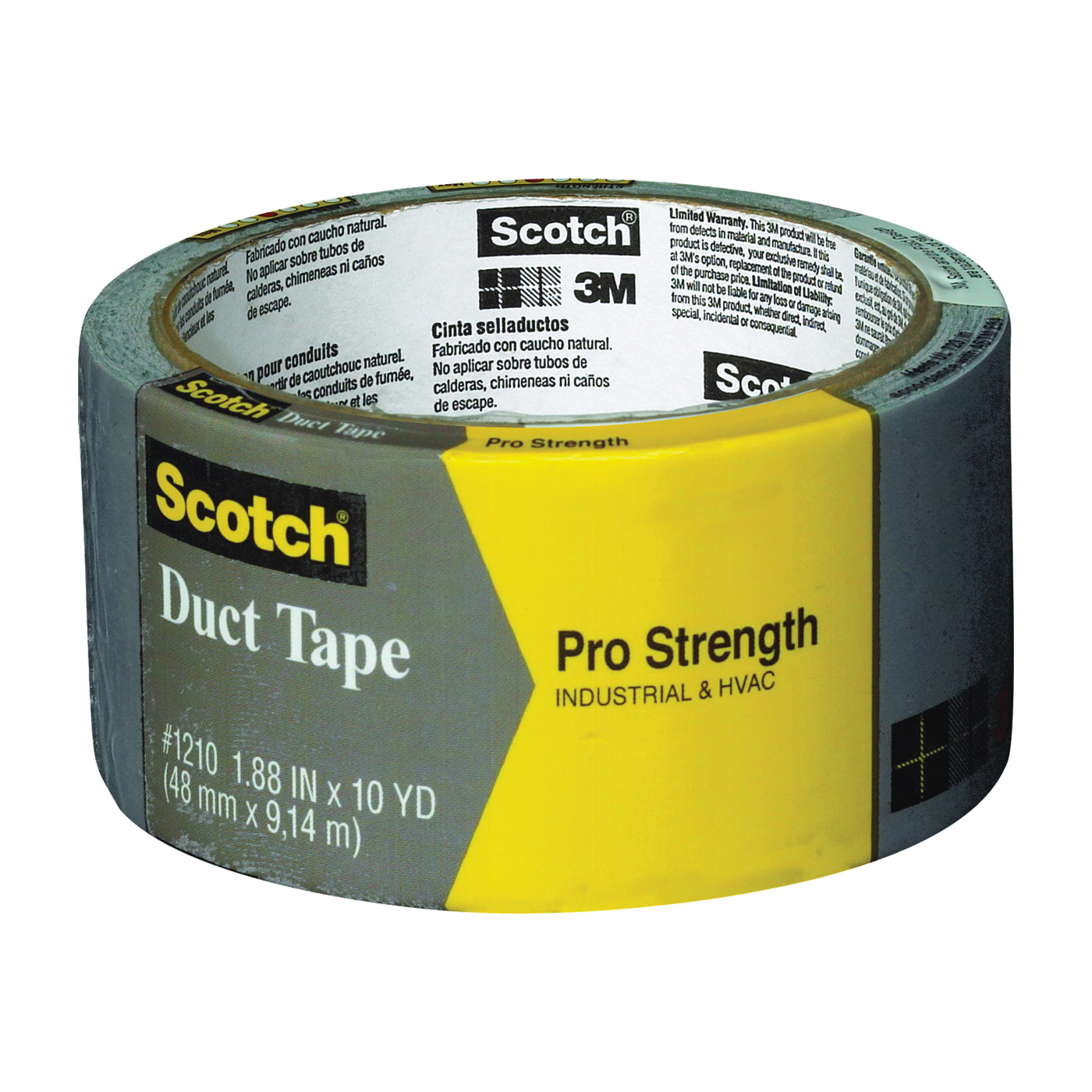 Scotch 1210-A Duct Tape, 10 yd L, 1.88 in W, Gray
