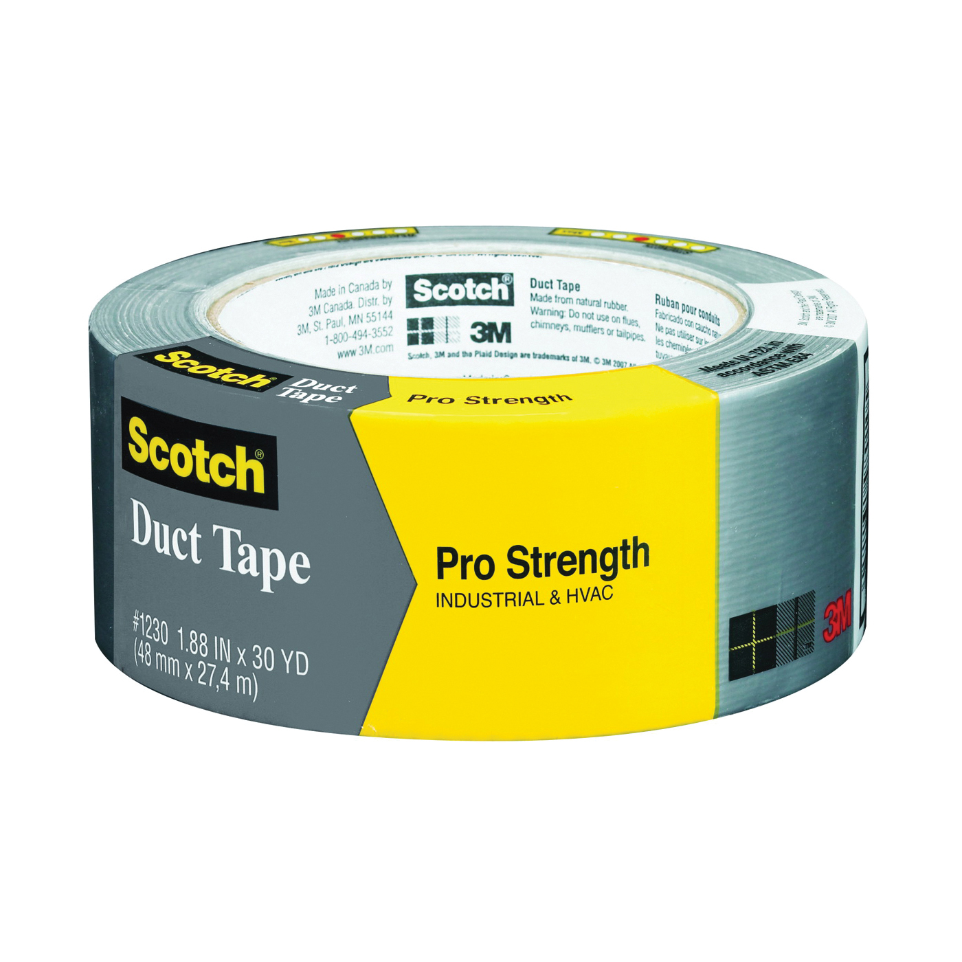 Scotch 1230-A Duct Tape, 30 yd L, 1.88 in W, Gray