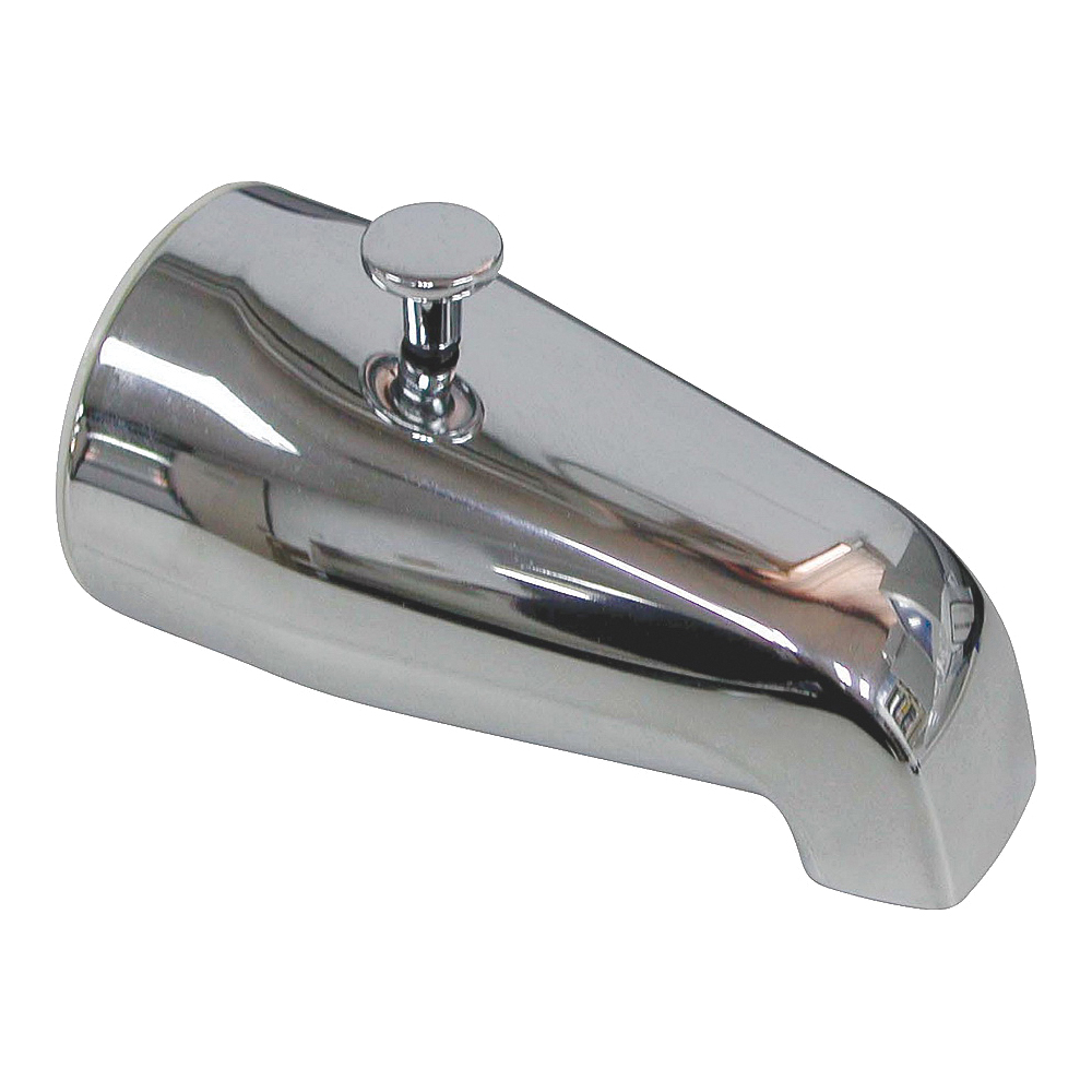 24501-3L Bathtub Spout with Diverter, 5-1/4 in L, 3/4 x 1/2 in Connection, IPS, Zinc, Chrome Plated