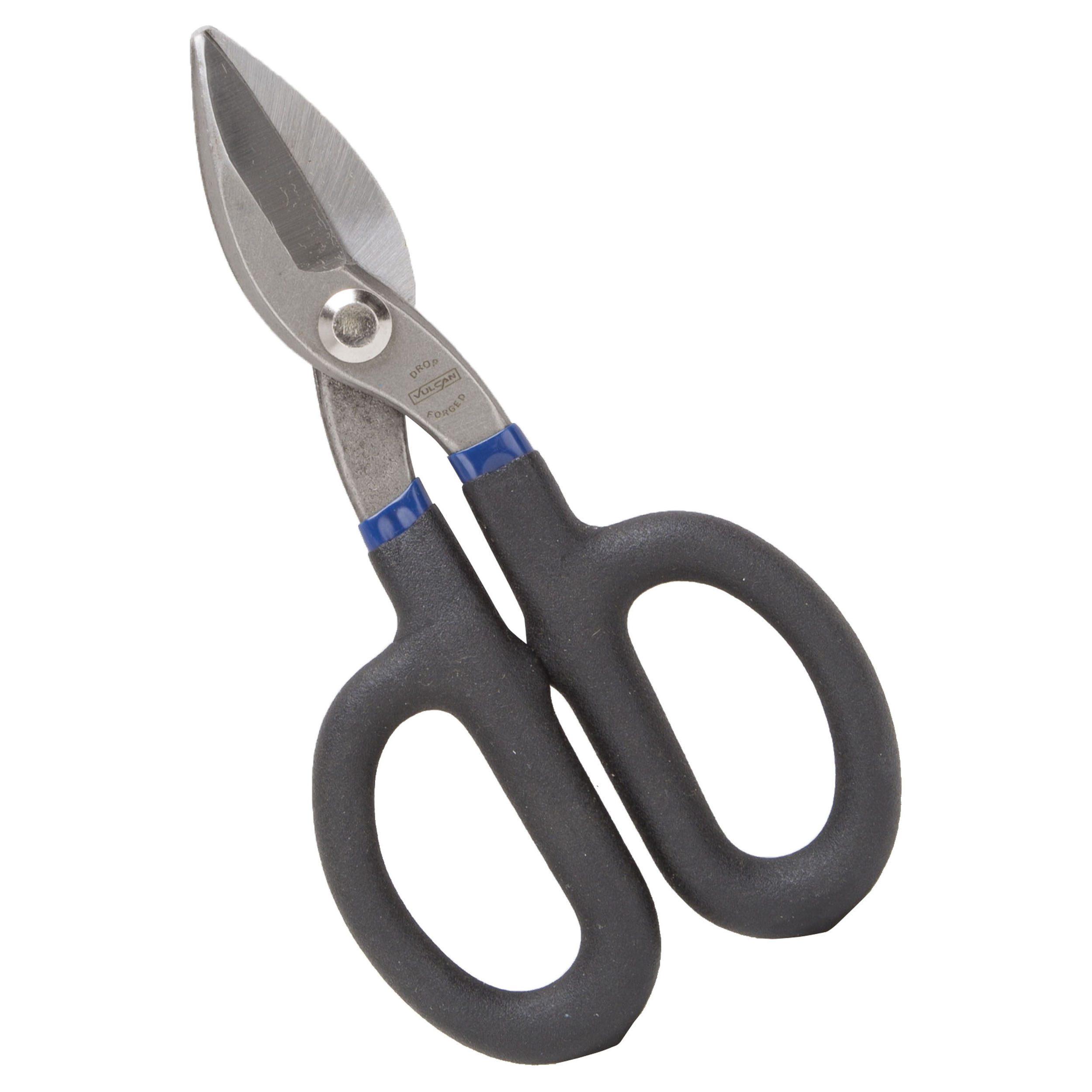 TS-01407 Snip, 7 in OAL, 2 in L Cut, Straight Cut, Carbon Steel Blade, Non-Slip Grip Handle, Black/Blue Handle