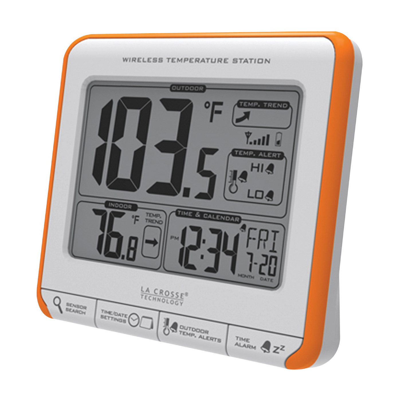 308-179OR Wireless Thermometer, 4.27 in L x 1.47 in W x 3.88 in H Display, 32 to 122 deg F